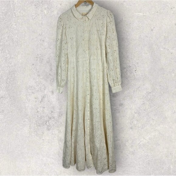 Sezane Bella Dress Ecru Embroidery White Size 40 French US 8 Romantic Maxi Boho - Picture 14 of 16